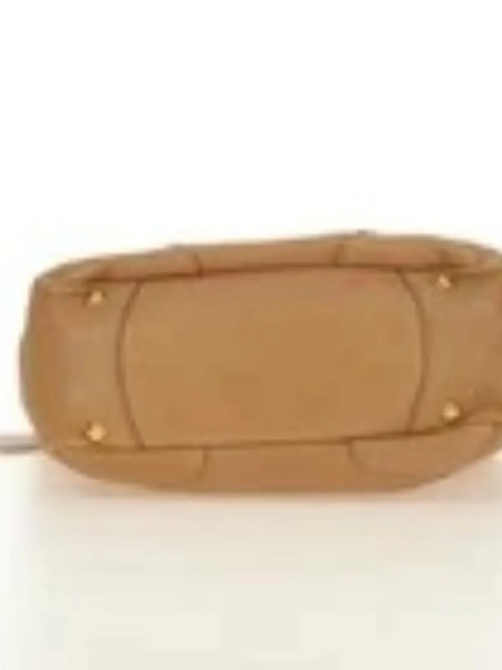 PRADA Shoulder Bag Leather Beige Gold Auth